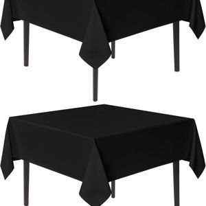 sancua Black Square Tablecloths 54x54 Inch, 2 Pack - Fabric Table Cloth for Square or Round Tables, Washable Polyester Table Cover for Dinner, Holiday Party, Decorative Display Tables