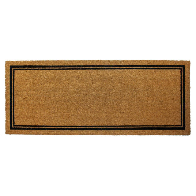 2'x 5' Indoor/Outdoor Coir Doormat with Border Natural/Black - Entryways: PVC Backing, Shake Clean, Medium Pile