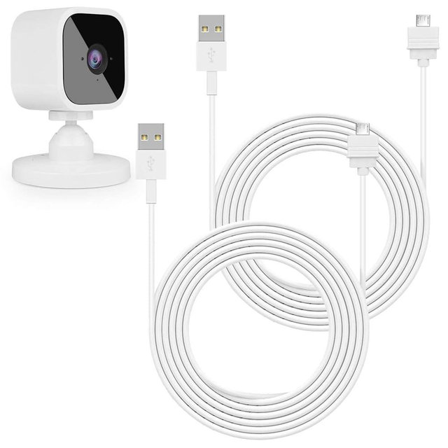 Zeshbit 2Pack 25ft/7.5m Power Cable for Blink Mini, Extension USB Cable Continuously Charging Your Indoor Plug-in Smart Camera(Not for Blink mini 2)
