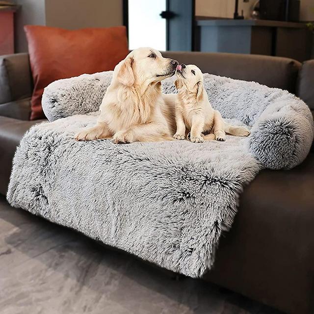 Dogs/Cats Bed Mats, Couch Cover for Dogs, Sofa Style Luxurious Mat for Pets, Waterproof Lining and Nonskid Bottom Perfect on Dog Crate, Cat Cage or in The Car. (GradientGray, XL)