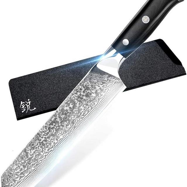 Damascus Chef Knife 8 Inch, Razor Sharp Kitchen Knife Japanese VG-10 Stainless Steel with Premium G10 Handle&Triple Rivet&Gift Box（8 Inches）