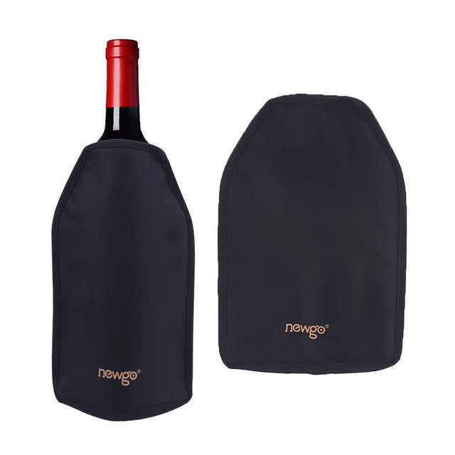 NEWGO Wine Cooler Sleeve with Protector Reusable Wine Ice Pack Sleeve Wine Bottle Chiller Keep Wine Cool and Chill for Champagne Burt White Red Wine - Black