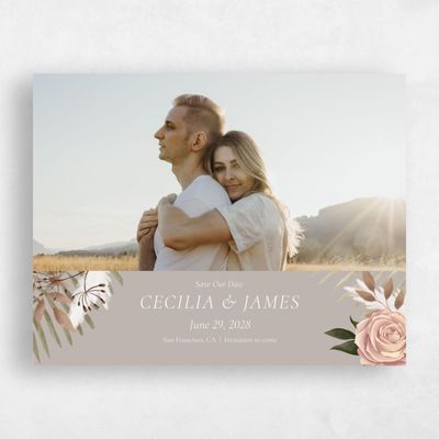 Greige, Grey Wedding Save the Date - Segovia Photo
