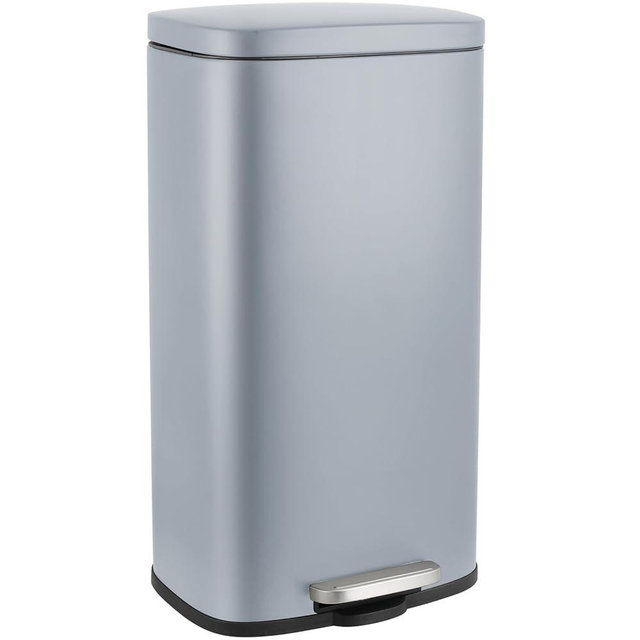 Arlopu 8/13.2 Gallon Step Trash Can, Stainless Steel Garbage Bin, Soft-Close Rubbish Bin with Removable Plastic Inner Bucket, Fingerprint-Proof, Lid Dustbin, Suit for Kitchen Home (Haze Blue, 30L)
