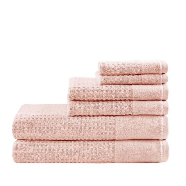 28"x54" Spa Waffle Cotton Jacquard Towels Set Pink