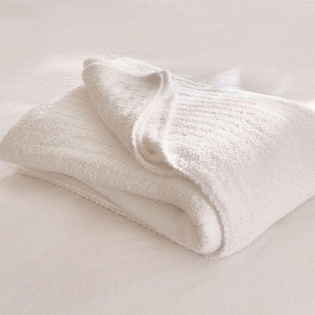 Cozy Ribbed Blanket, White, One Size