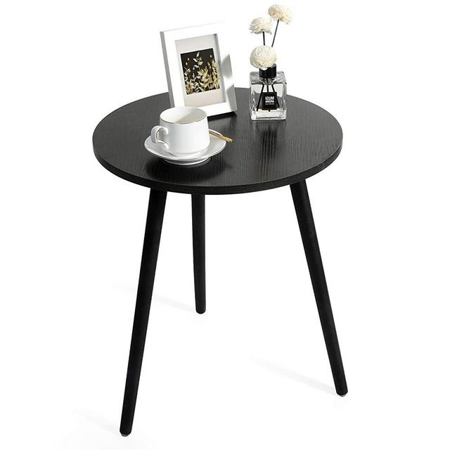 Haton Side Table, Round White Modern Home Decor Coffee Tea End Table for Living Room, Bedroom and Balcony, Easy Assembly (16.5 × 20.5 inches, Walnut)