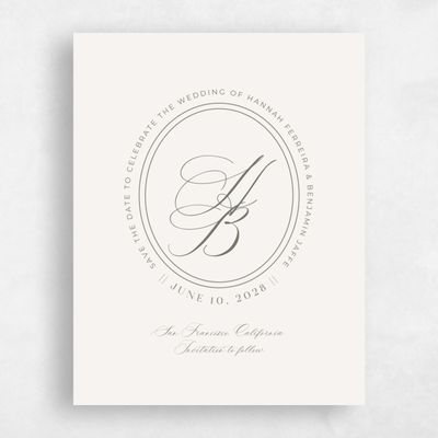 Dark Sage, Green Wedding Save the Date - St Anne Portrait