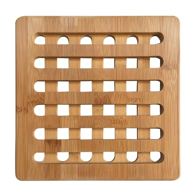 Set of 2 Bamboo Trivets – Heat-Resistant Wooden Hot Pads for Pots, Pans & Dishes – Eco-Friendly Kitchen Counter Protectors with Ventilated Design for Better Heat Circulation