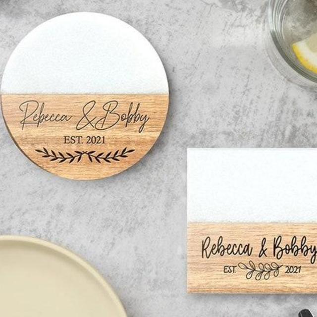 Custom Wood & Marble Coasters | Custom Engraved Marble Coasters | Custom Gift | Personalized Coaster | Customized Wedding Gift | Coasters