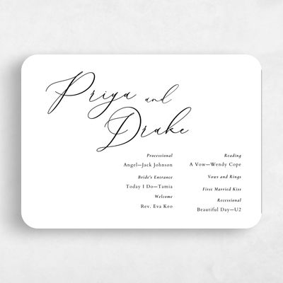 White Rounded Wedding Program - Merlo