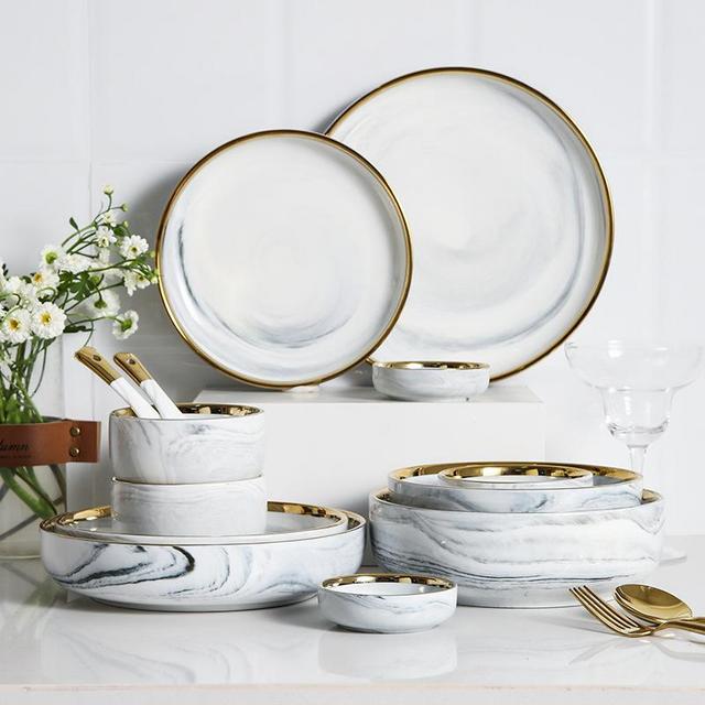 Ceramic cutlery set, bowls, plates, bowls, dinner plates, household cutlery | Shopee Singapore