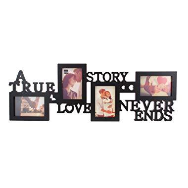 kieragrace Collage Picture Frame, 10 by 30 Inch Holds 4- 4 by 6 Inch Photos, Black, True Love