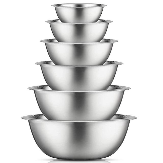 JoyJolt Stainless Steel Mixing Bowl Set of 6 Mixing Bowls. 5qt Large Mixing Bowl to 0.5qt Small Metal Bowl. Kitchen, Cooking and Storage Nesting Bowls. Dough, Batter and Baking Bowls