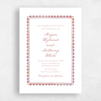Coral, Pink Wedding Invitation - Fayvel Portrait