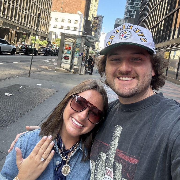 September 14, 2025 Casey proposed in New York City.