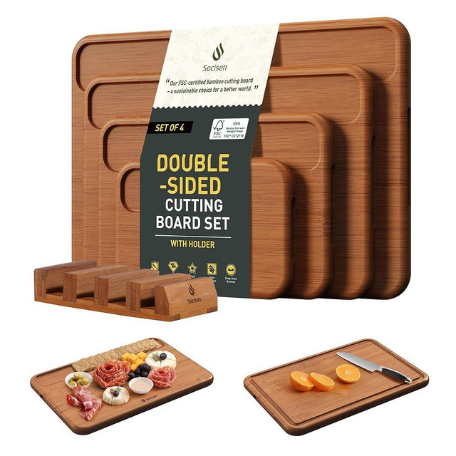 4 Packs Bamboo Cutting Board Set with Holder Over Sink Chopping Board Christmas Xmas Birthday Day Gifts Ideas Grandmother Gigi Granny Nana Glamma Mawmaw Yaya Abuela Abuelita Mamaw Mimi Nonna Oma Meme