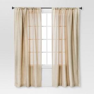 Solid Metallic Window Curtain Panel Tan (54"x84") - Threshold™