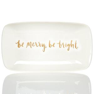 kate spade new york Arbor Village Be Merry Be Bright 13.75-in Hors D'Oeuvre Tray, White & Gold