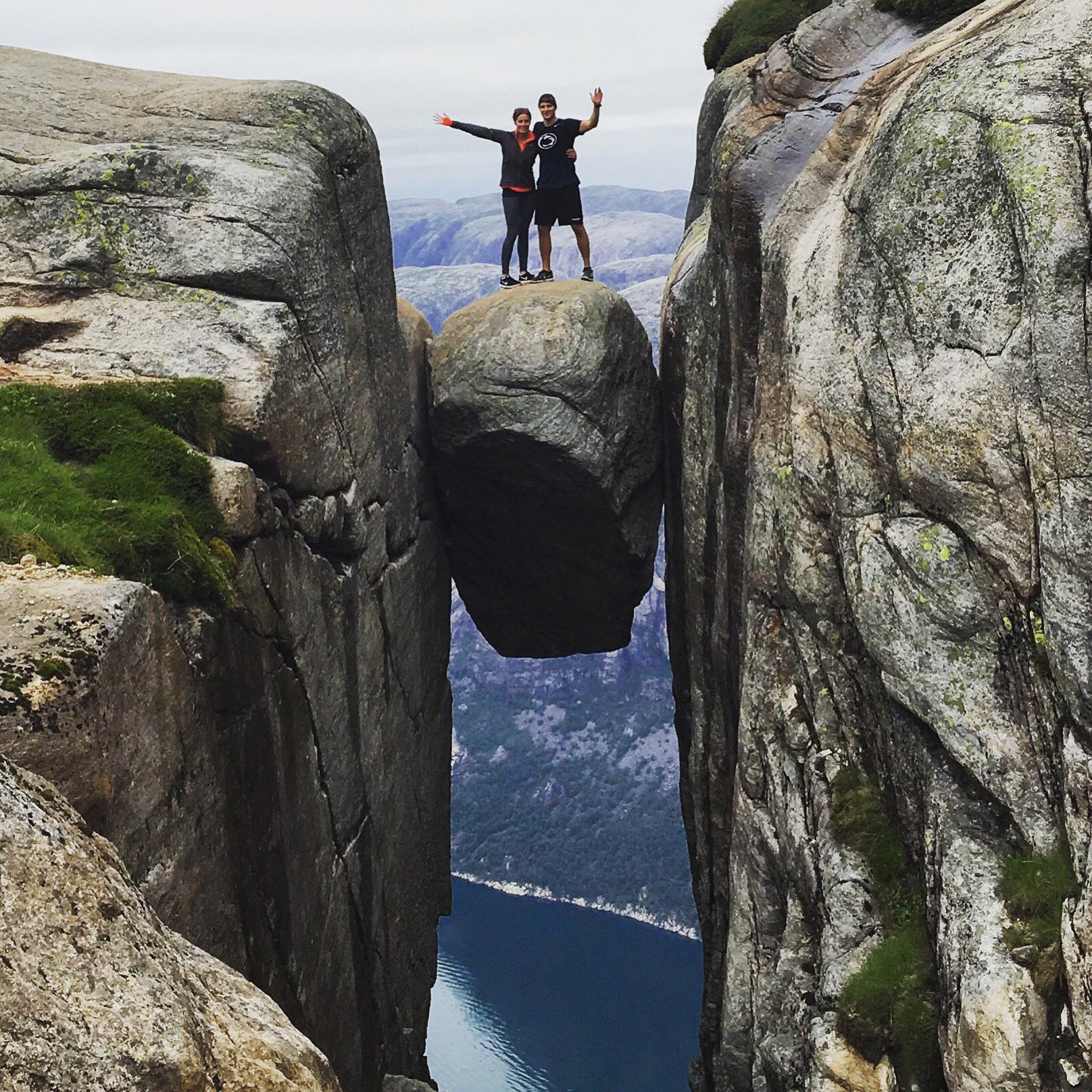 Still not really sure how he got me to do this - Kjeragbolten, Norway 2016
