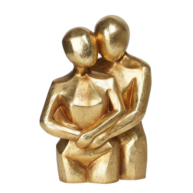 Guichifun Hugging Couple Sculptures Home Décor - Modern Gold Lovers Statues Resin Collectible Figurines Anniversary Wedding for Home Shelf Décor 7.25 x 4.25 x 10.5 Inch