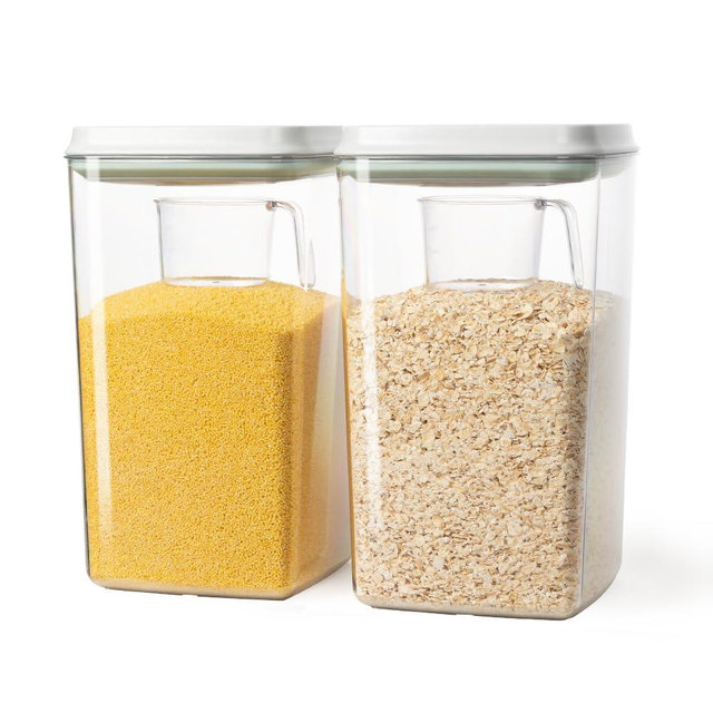 Melovom Pop Airtight Food Storage Containers Set with Lids, Large 4.2Qt/4L Food Containers with Scoop, Kitchen Pantry Organization and Storage, BPA Free Stackable Cereal Container (2 * 4.2Qt)