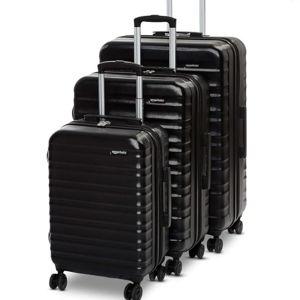 Amazon Basics 3-Piece Set (21", 26", 30"), Hardshell Suitcases With Wheels, Expandable For Up to 25% More Space, With Scratch-Resistant Surface, Four Multi-directional Wheels, Black