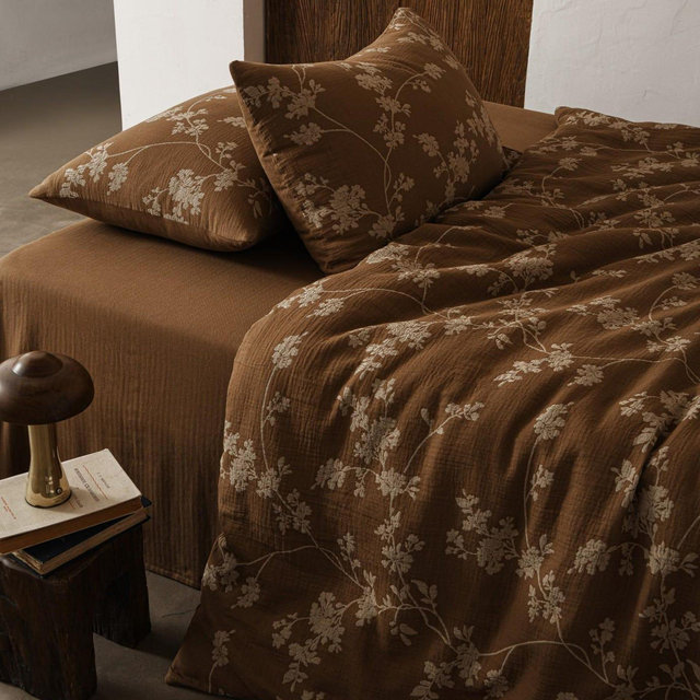 Cotton Bedding, Floral Duvet Cover, 4PS Queen/Full Bedding Set, One Duvet Cover, Two Pillow Covers, and One Flat Sheet