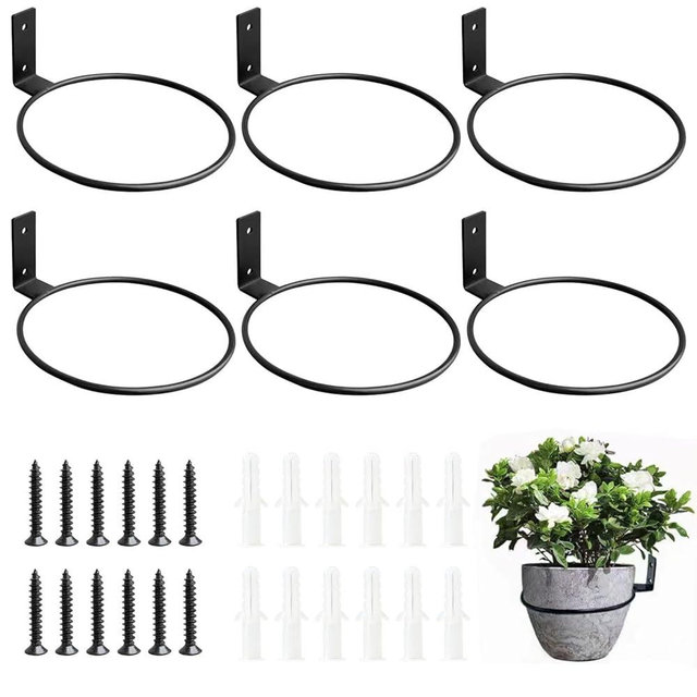 Neiteli 6 Pack 6 Inch Wall Plant Holder,Metal Plant Hanger Indoor,Wall Planters For Indoor Plants,Black