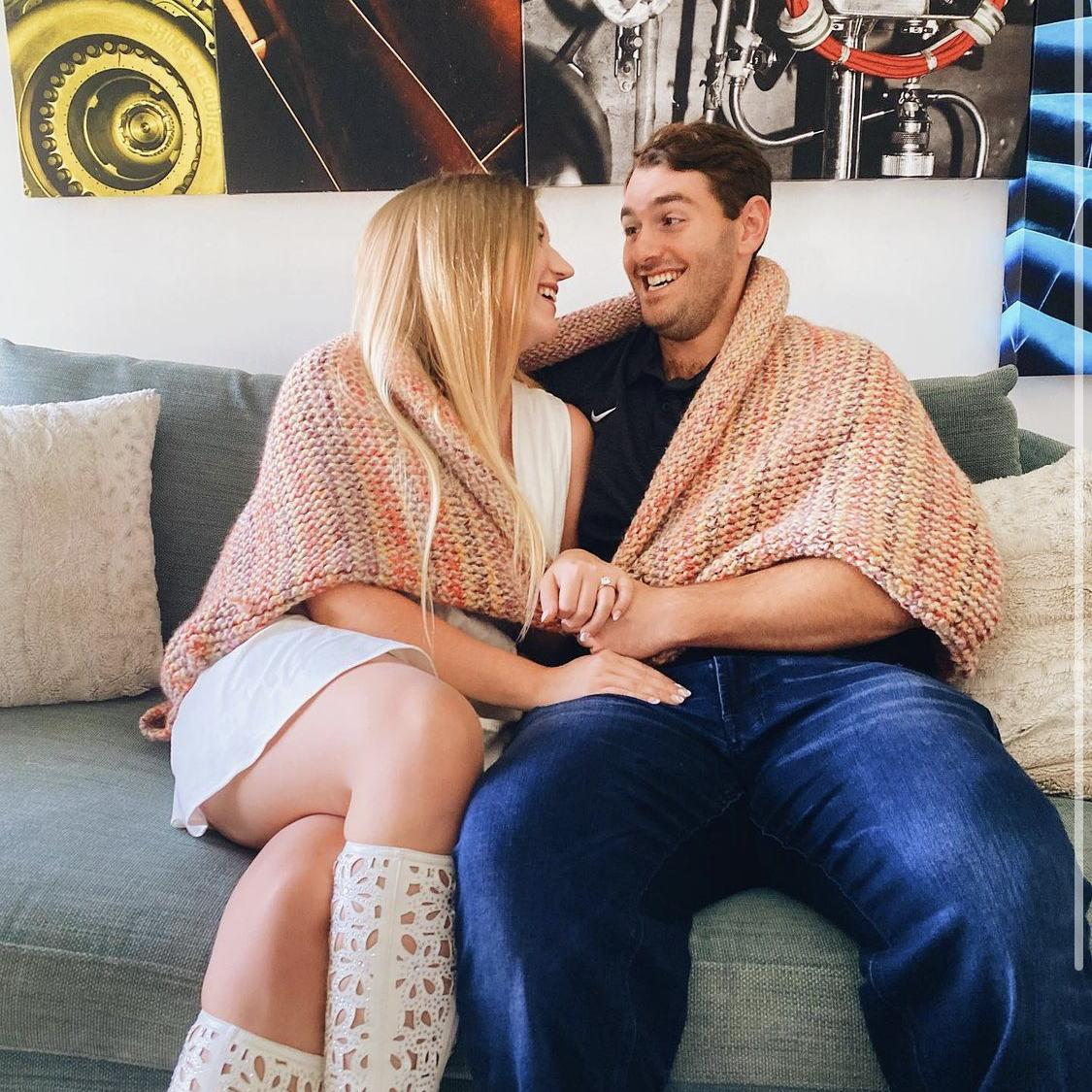 Sam's friend Nora knit a blanket for us as an engagement gift <3