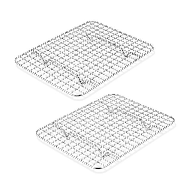 P&P CHEF Cooling Baking Rack Set of 2, Stainless Steel Grid Cooking Racks for Roasting Drying Grilling, Oven & Dishwasher Safe, Heavy Duty & Healthy, 9.75 Inch