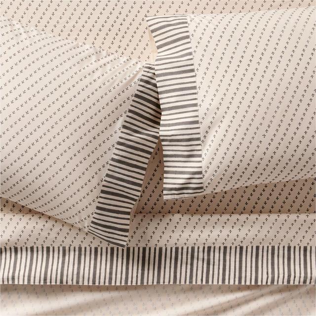 Favorite Washed Organic Cotton Block Print King Bed Sheet Set