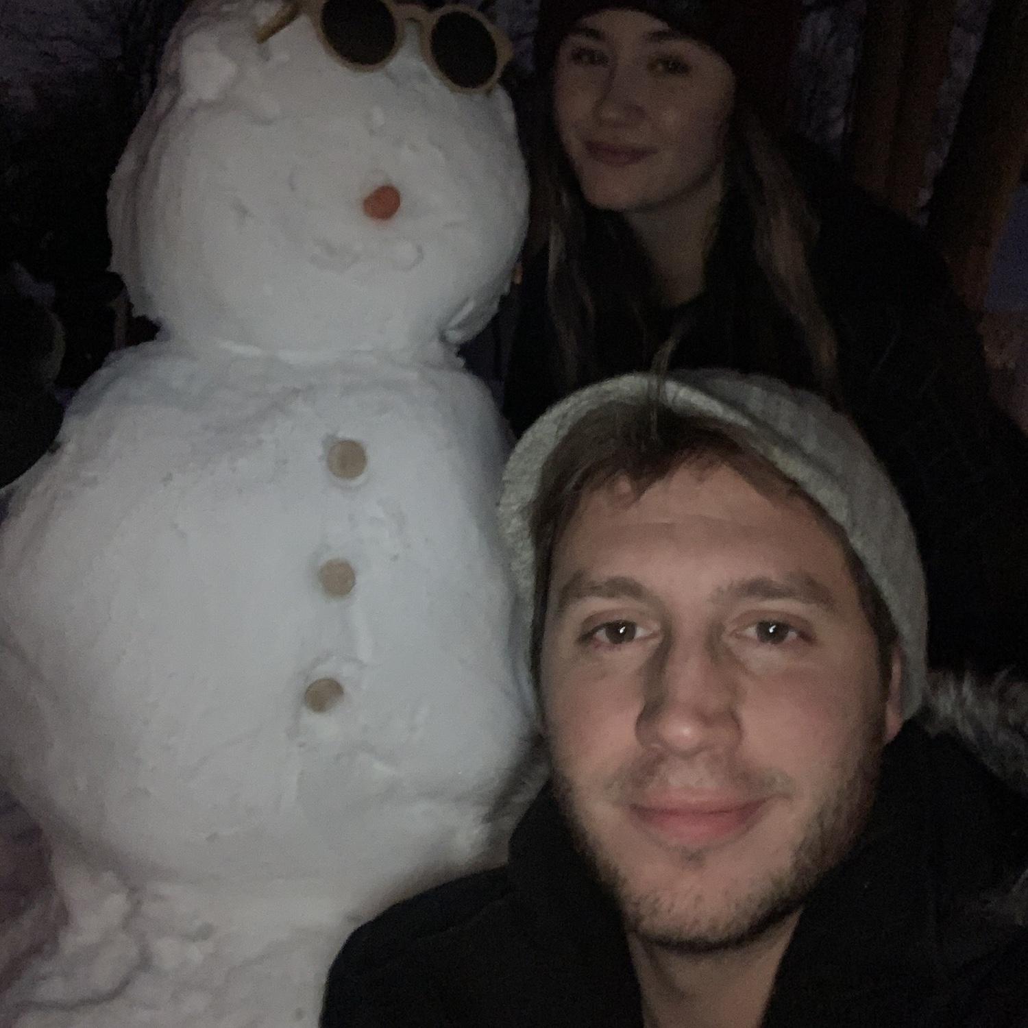 When I was living at home with mom & dad, Michael came over and we built a snowman. Lol