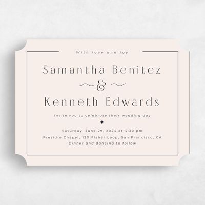 Beige Ticket Wedding Invitation - Suzi Landscape