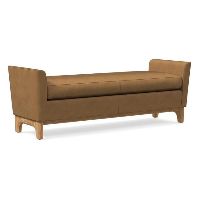 Harvey Bench, Poly, Ludlow Leather, Sesame, Natural Oak