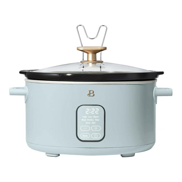 6 Qt Programmable Slow Cooker with Digital Timer, 5 Cooking Functions, Removable Ceramic Pot and Tempered Glass Lid, Dishwasher Safe