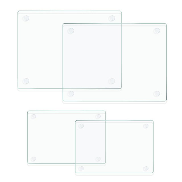 Hifogang Glass Cutting Board, Clear Tempered Glass for Kitchen 4 Pcs, with Rubber Feet, Non-Slip, Durable Shatter Resistant, Dishwasher Safe, Scratch Resistant, Heat Resistant, Two Size