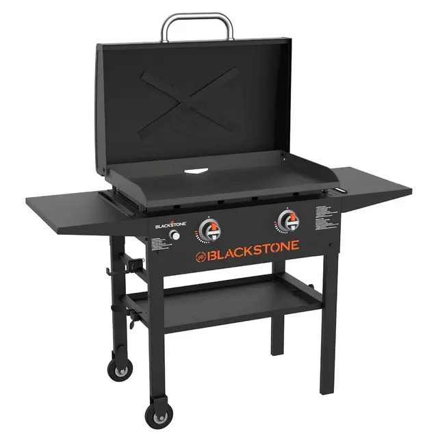 Blackstone 28" Omnivore Propane Griddle Combo with X Braced Hood, 2 Burners, Outdoor BBQ Grill Stove, Powder Coated Steel, 517 Sq. In. Cooking Top