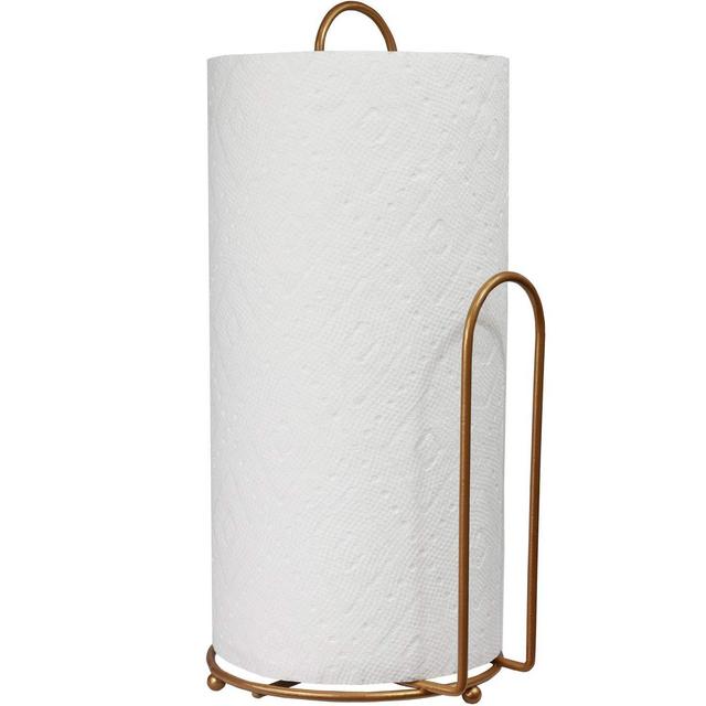 Blue Donuts Paper Towel Holder Countertop - Easy One-Handed Tear Paper Towel Holder, Farmhouse Paper Towel Holder, Gold Paper Towel Dispenser Countertop