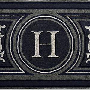 Wingate Monogrammed Door Mat- 36" x 72", Indigo, "V"