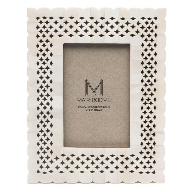4x6 Picture Frame, Desk Display Frame, 4x6 Photo Frame, Hand Carved Frame, Indian Photo Frame, Bone Picture Frame, White Photo Frame