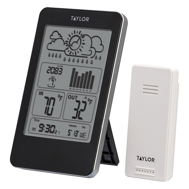 Taylor® Precision Products Indoor/Outdoor Digital Thermometer with Barometer and Timer in Black