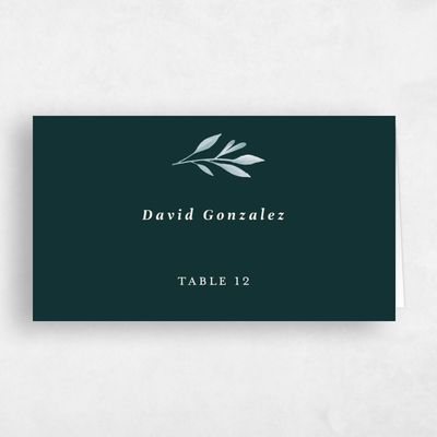 Dark Emerald, Green Wedding Place Card - Oriana