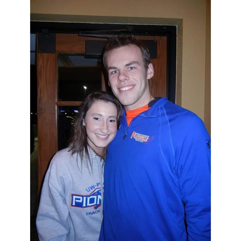 Look at these babies! Our very first picture together about 1 week after we started dating! Jacqui went to watch Brad run in a track meet with his parents in Platteville!