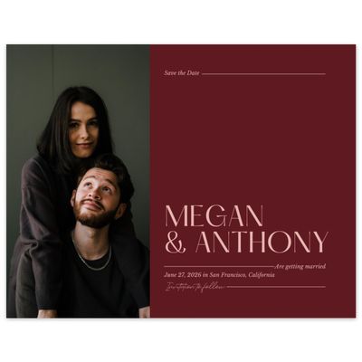 Dark Burgundy, Red Wedding Digital Save the Date - Vitoria Landscape