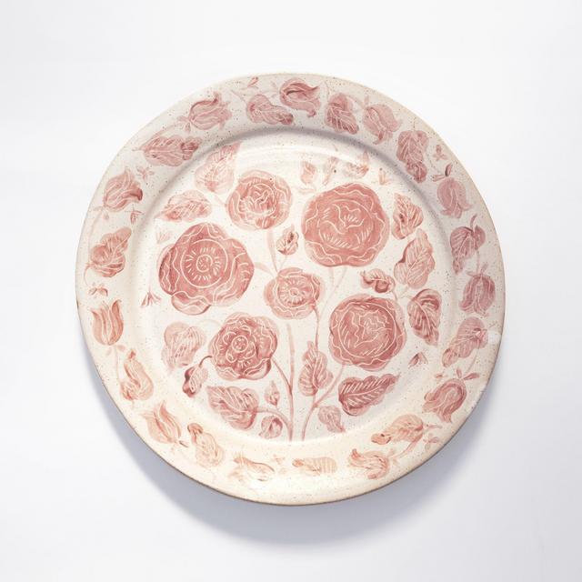 Large Circular Climbing Rose Platter