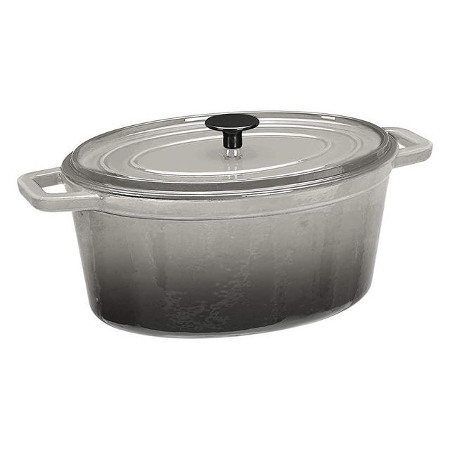 AmazonBasics Z4715MGY Premium Enameled Cast Iron Oval Dutch Oven, 6-Quart, Deep Gray