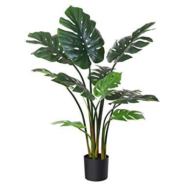 Fopamtri Artificial Monstera Deliciosa Plant 43" Fake Tropical Palm Tree, Perfect Faux Swiss Cheese Plant for Home Garden Office Store Decoration, 11 Leaves (1)