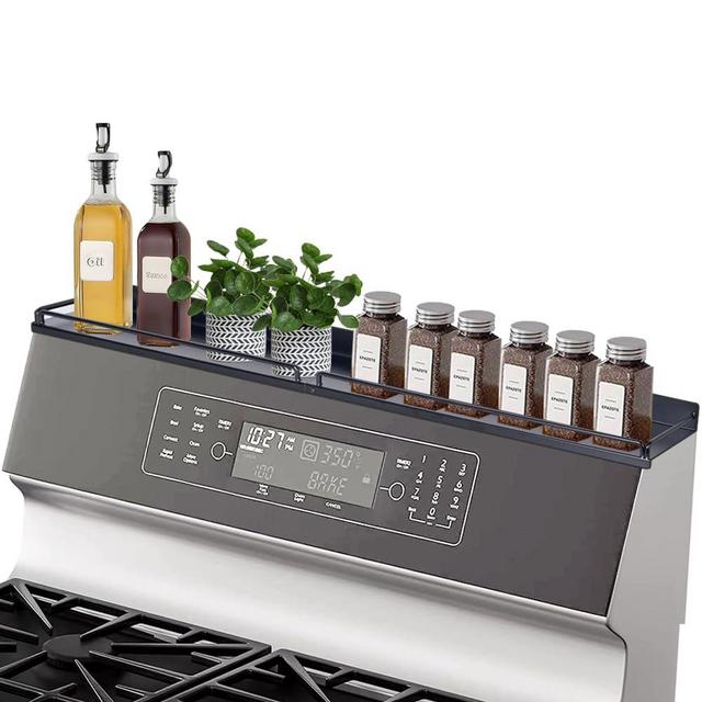 MouJeHom 30''Stove Top Shelf for Kitchen Stove，Flat Top Stove with Stainless Steel built-in Rubber Anti-Skid Pad Seasoning Rack, Kitchen Sorting Rack