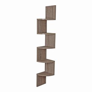 Danya B. XF11035OK Large Rustic Decorative 5-Tier Corner Floating Wall Mount Display Shelving Unit - Oak